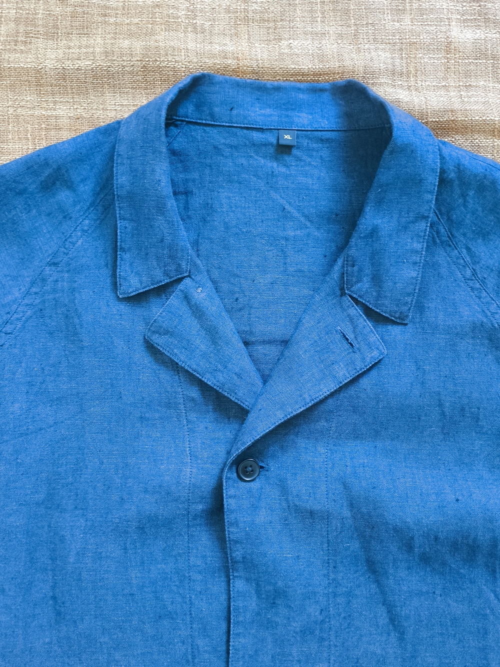 Muji 100 % Linen Chore Jacket Unstructed Men's Blue Linen Boxy Oversized Size XL - Picture 5 of 15